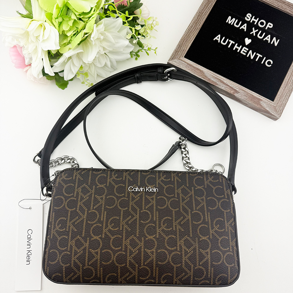 Túi Calvin Klein Crossbody Bag, Logo Brown/Black