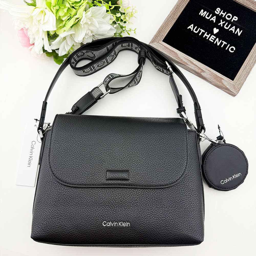 Túi Calvin Klein Shoulder Bag + Coin Purse, Black/Silver