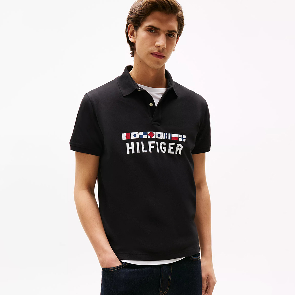 Áo Tommy Hilfiger Regular Fit Nautical Graphic Logo Polo - Black, Size S