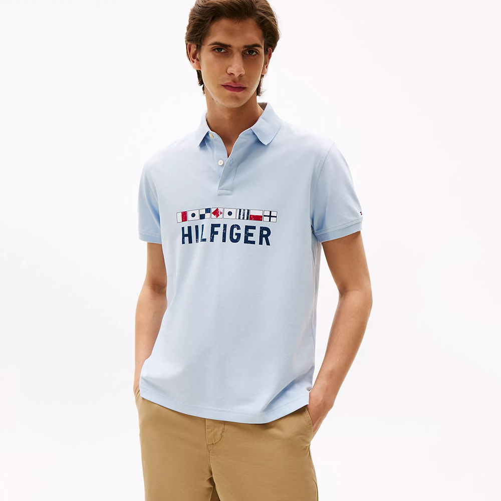 Áo Tommy Hilfiger Regular Fit Nautical Graphic Logo Polo - Breezy Blue, Size M