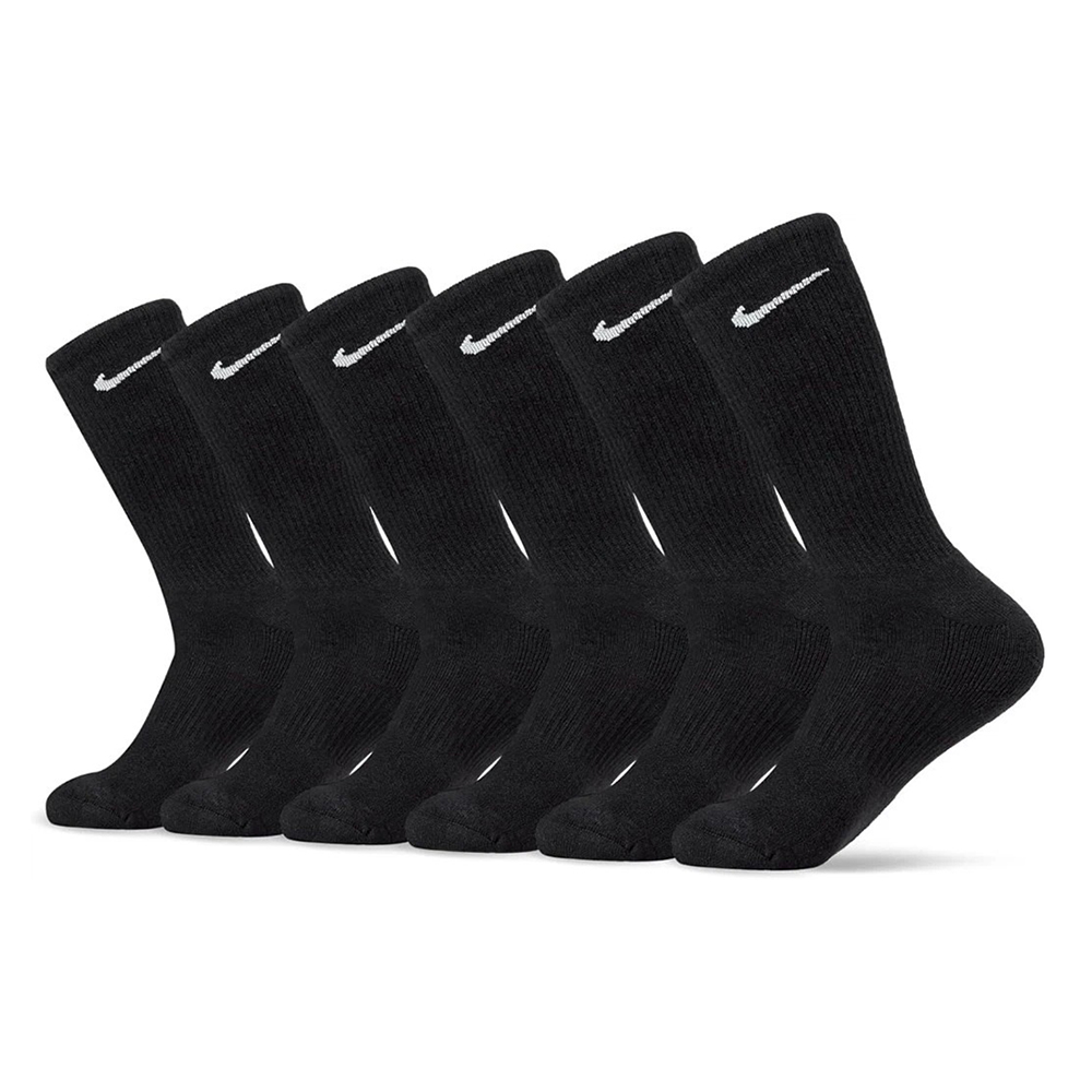 Set 6 đôi vớ Nike Everyday Cushioned Crew Socks - Black, Size L
