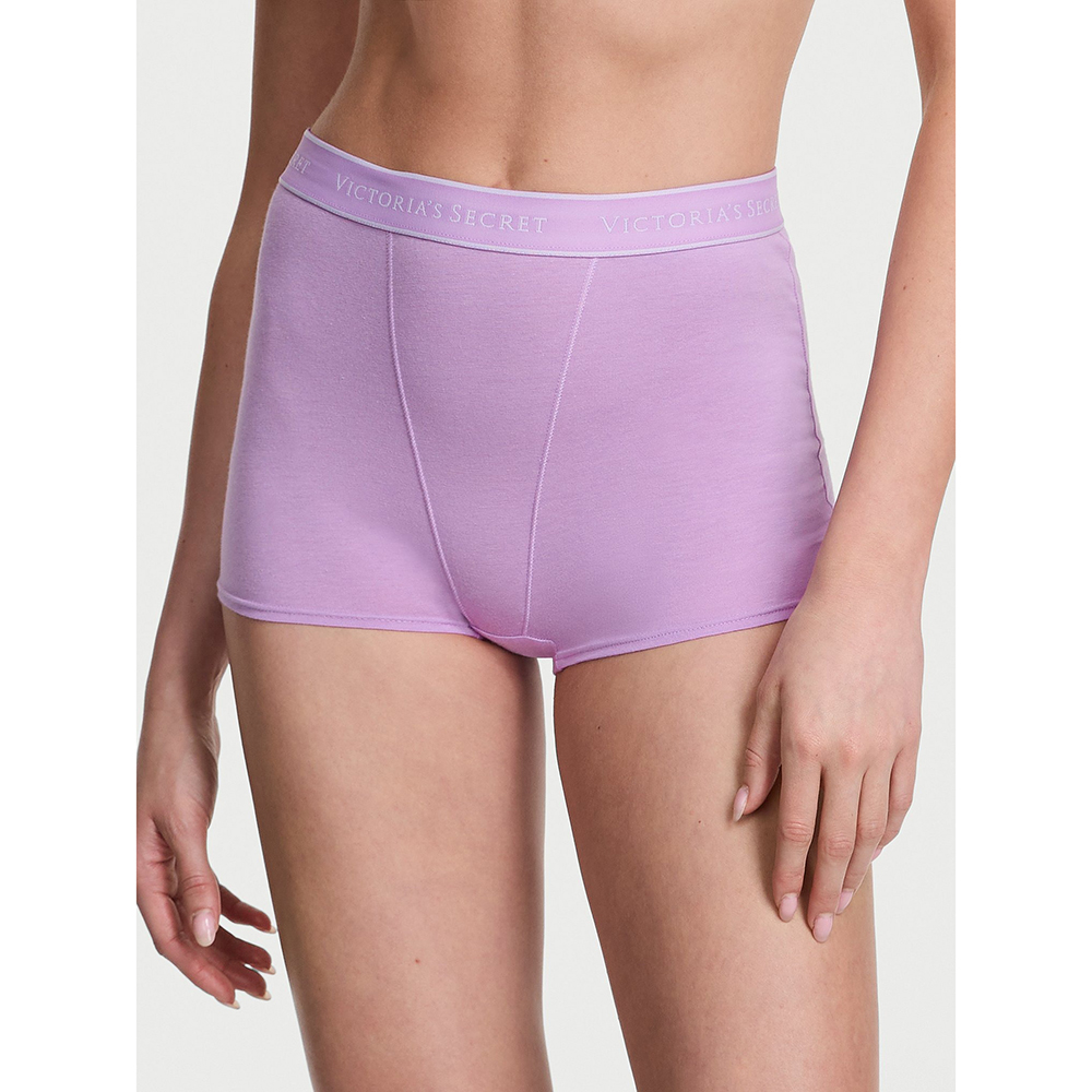 Quần lót Victoria's Secret Logo Cotton High-Waist Boyshort - Light Lilac, Size S