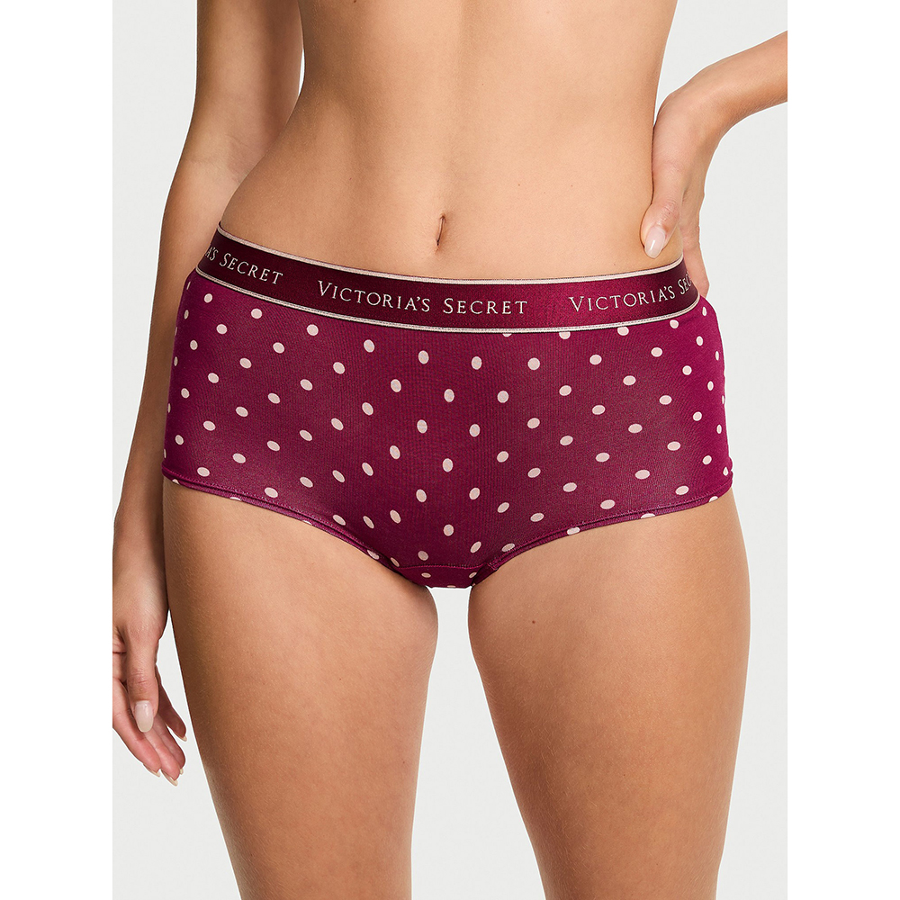 Quần lót Victoria's Secret Logo Cotton Boyshort - Fresh Jam Dot, Size XS