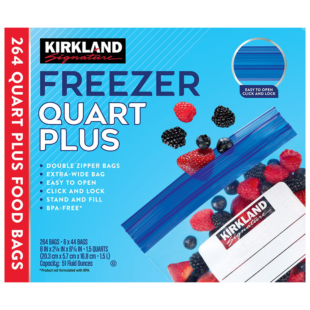 Túi Kirkland Signature Freezer Quart Plus, 264 cái