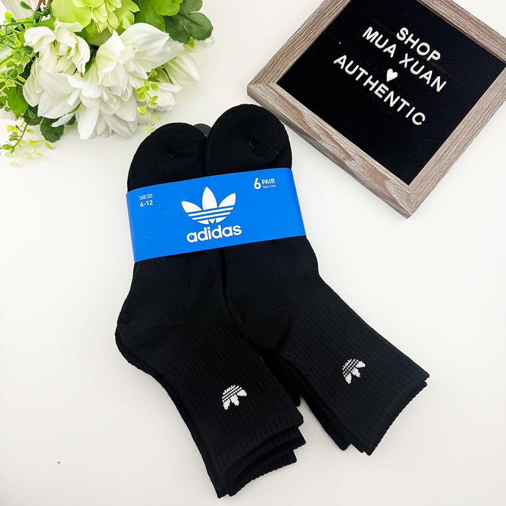 Vớ Adidas Originals Trefoil High Quarter - Set 6 đôi, Black