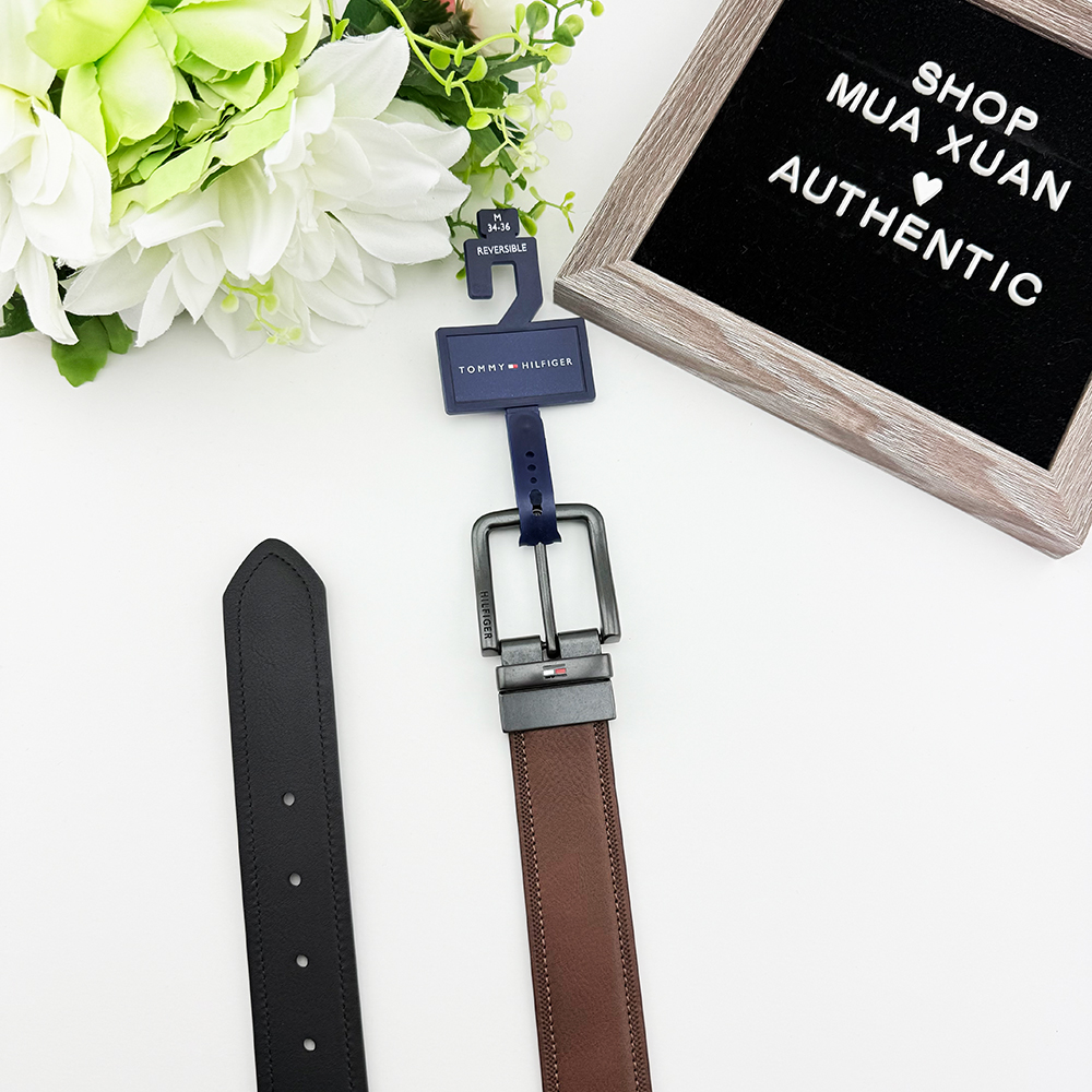 Thắt lưng Tommy Hilfiger Reversible - Brown/Black, Size M (34-36)