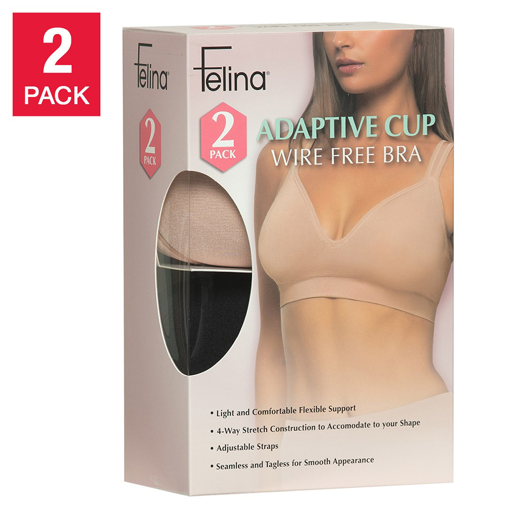 Set 2 áo Felina Adaptive Cup Wire Free Bra - Black/Nude, Size S