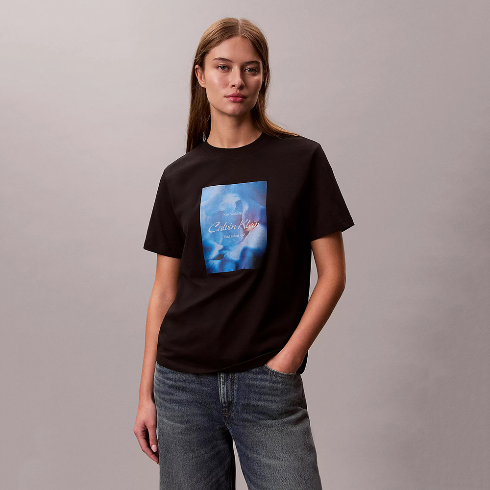 Áo Calvin Klein Flower Script Logo Graphic Classic - Black, Size M