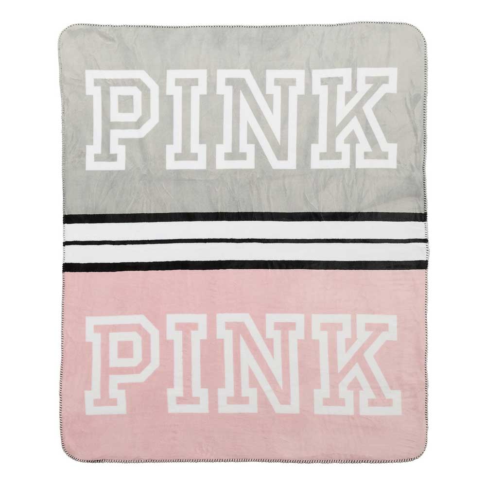 Chăn Victoria's Secret Cozy Plush Blanket, Pink/Grey