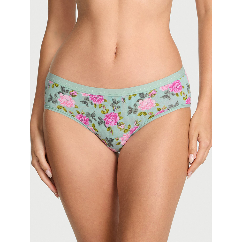 Quần lót Victoria's Secret Stretch Cotton Hiphugger - Green Stone Roses, Size XS