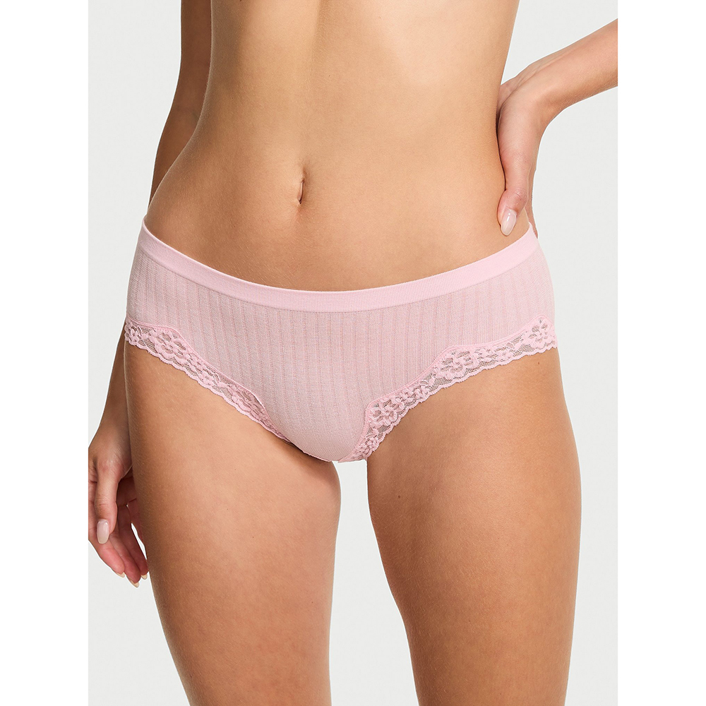 Quần lót Victoria's Secret Seamless Rib Lace-Trim Hiphugger - Pretty Blossom, Size S