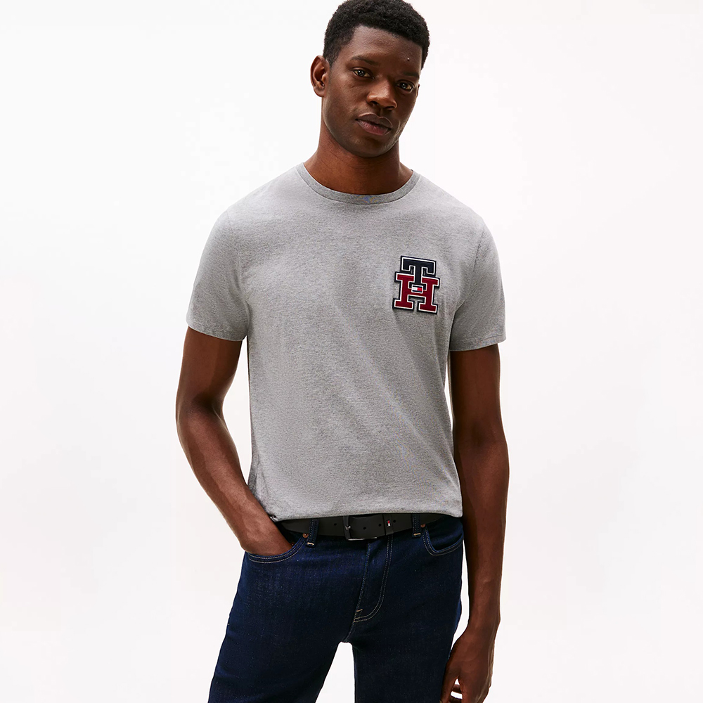 Áo Tommy Hilfiger Textured Monogram Logo - Grey Heather, Size M