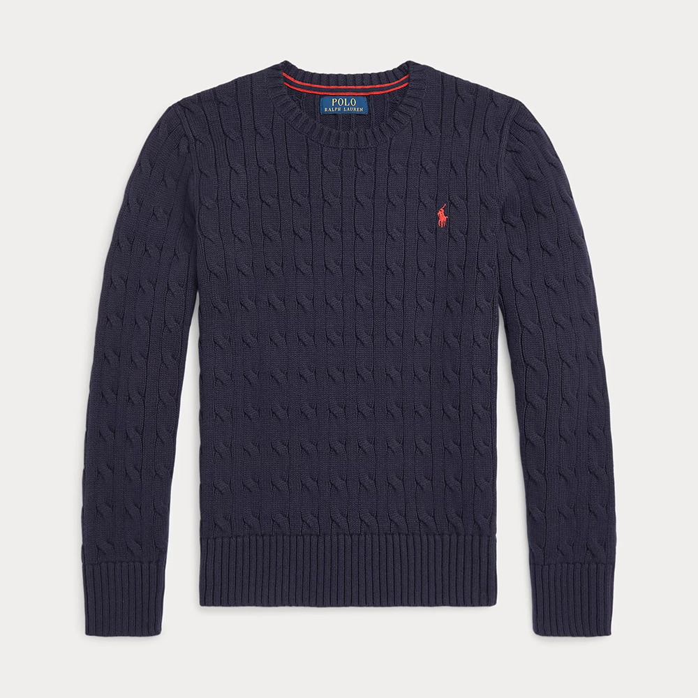 Áo Polo Ralph Lauren Cable-Knit Cotton Sweater - Navy, Size L(14-16)