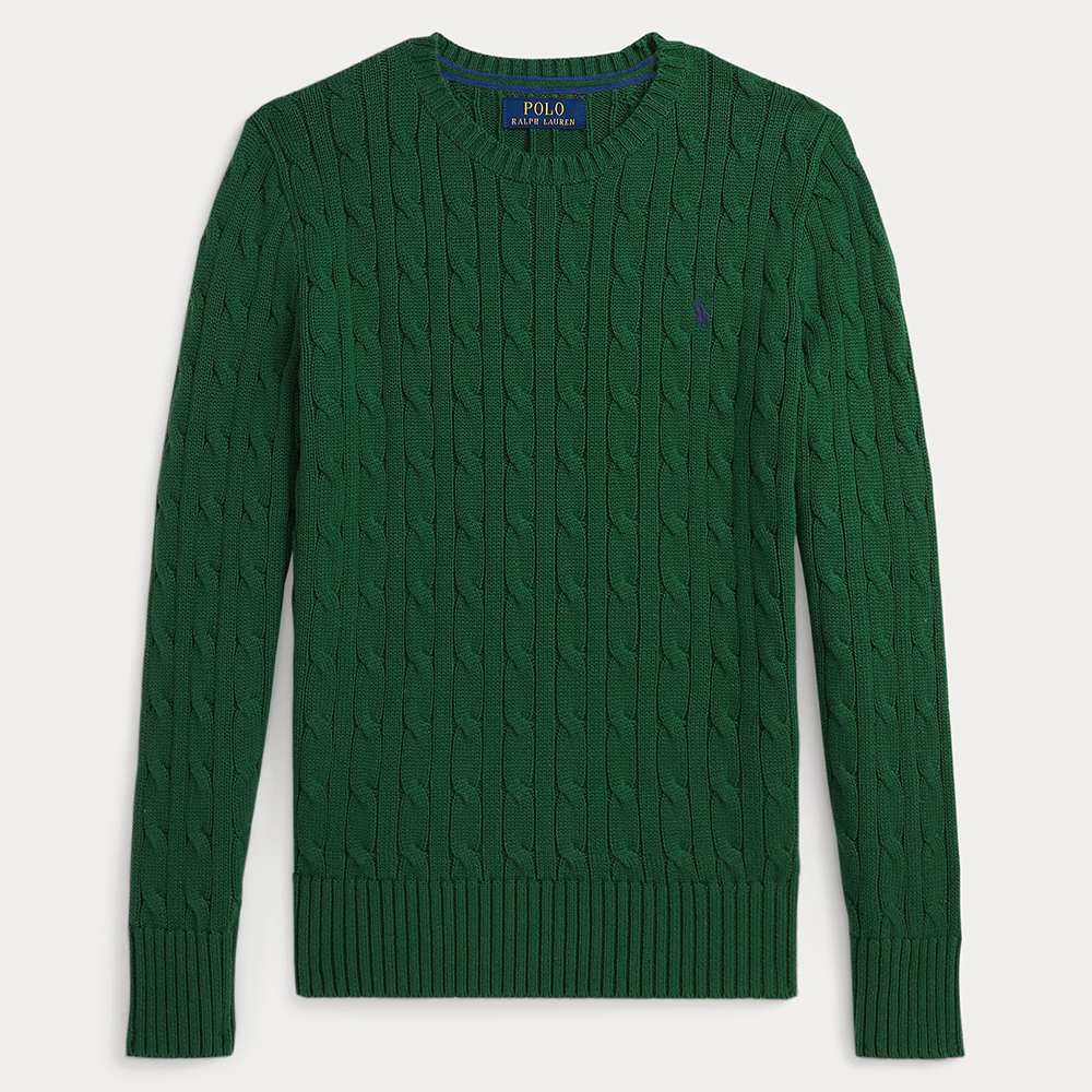 Áo Polo Ralph Lauren Cable-Knit Cotton Sweater - Athletic Green, Size L(14-16)