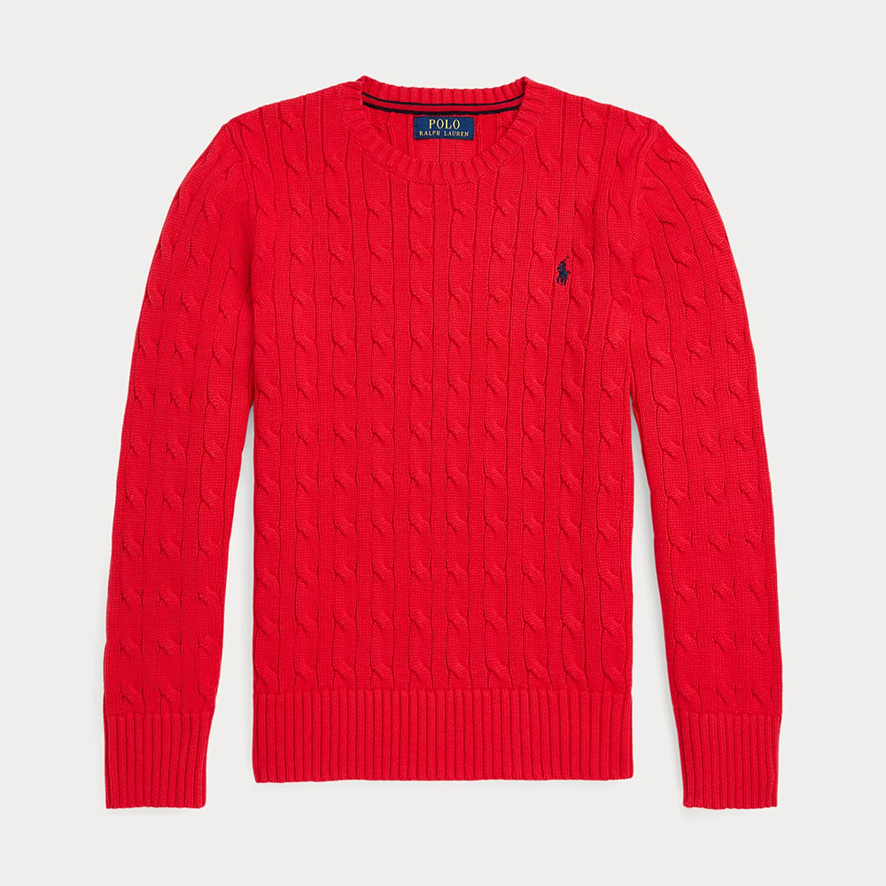 Áo Polo Ralph Lauren Cable-Knit Cotton Sweater - Red, Size XL(18-20)