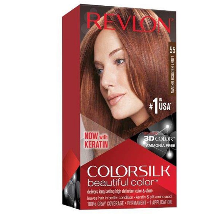 Thuốc nhuộm tóc Revlon Colorsilk, 55 Light Reddish Brown