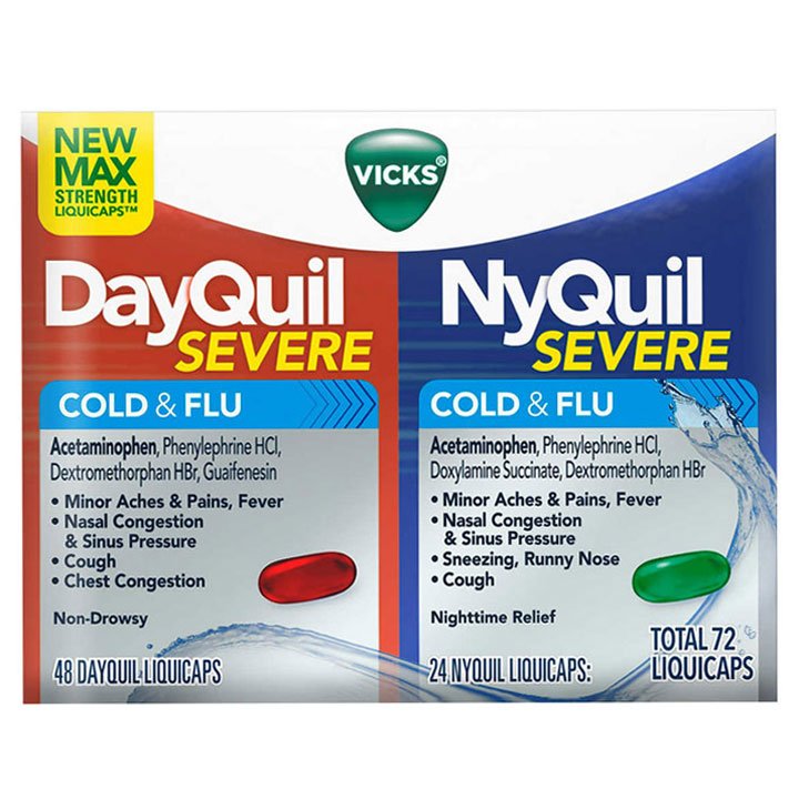 Vicks DayQuil and NyQuil Severe Cold & Flu Relief, 72 viên