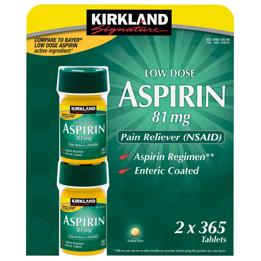 Kirkland Signature Low Dose Aspirin 81mg, 2 x 365 viên