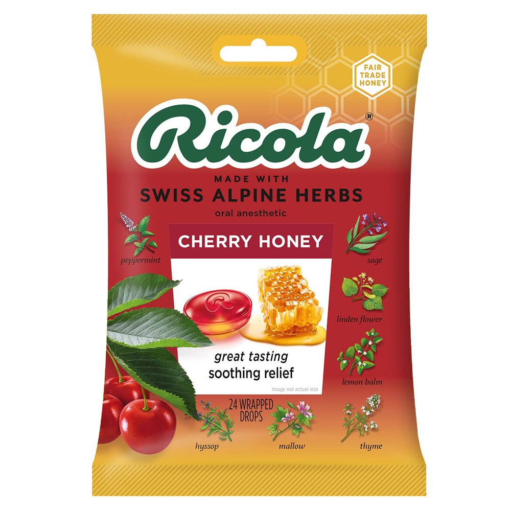 Kẹo ngậm Ricola Herb Throat Cherry Honey, 24 viên