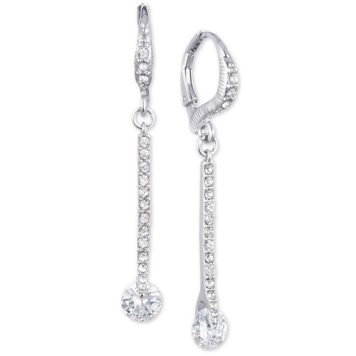 Hoa tai Givenchy Crystal Pavé Linear Drop, Silver