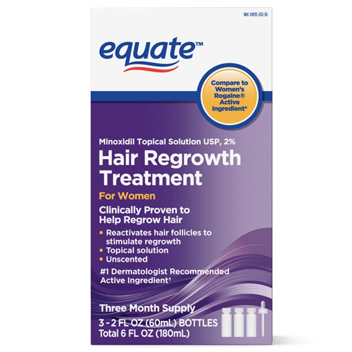 Thuốc mọc tóc Equate Women's Minoxidil Topical Solution for Hair Regrowth, 3 x 60ml