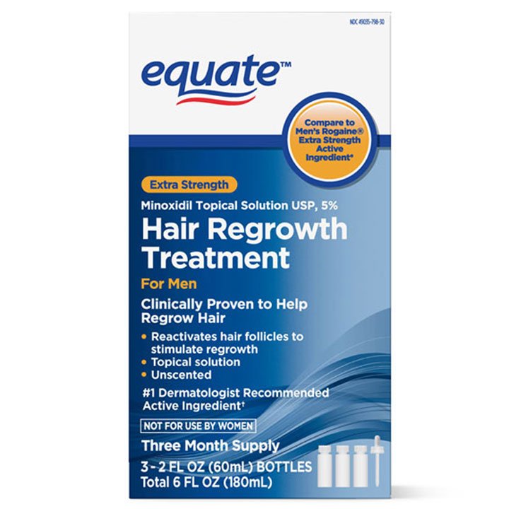 Thuốc mọc tóc Equate Men's Minoxidil Topical Solution for Hair Regrowth, 3 x 60ml