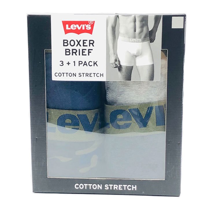 Set 4 Levi's Boxer Brief Stretch - Black/ Gray/ Navy/ Army, size S