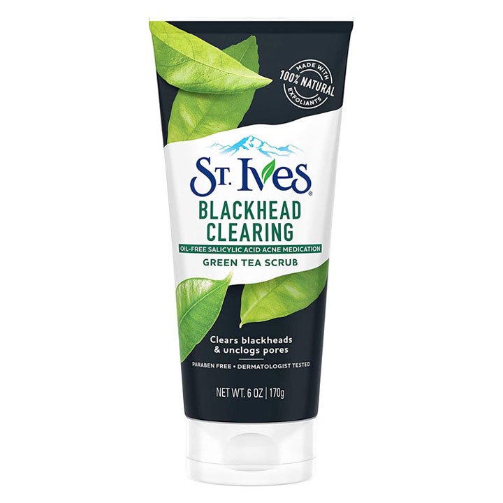 Rửa mặt St.Ives Blackhead Clearing Green Tea Scrub, 170g