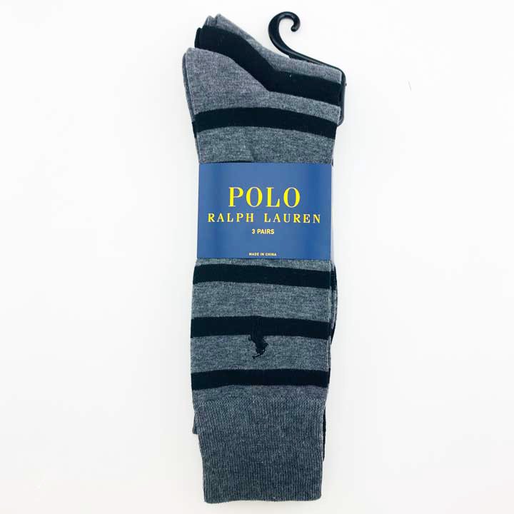 Vớ Polo Ralph Lauren Dress - Set 3 đôi, Grey Stripe/ Black/ Grey