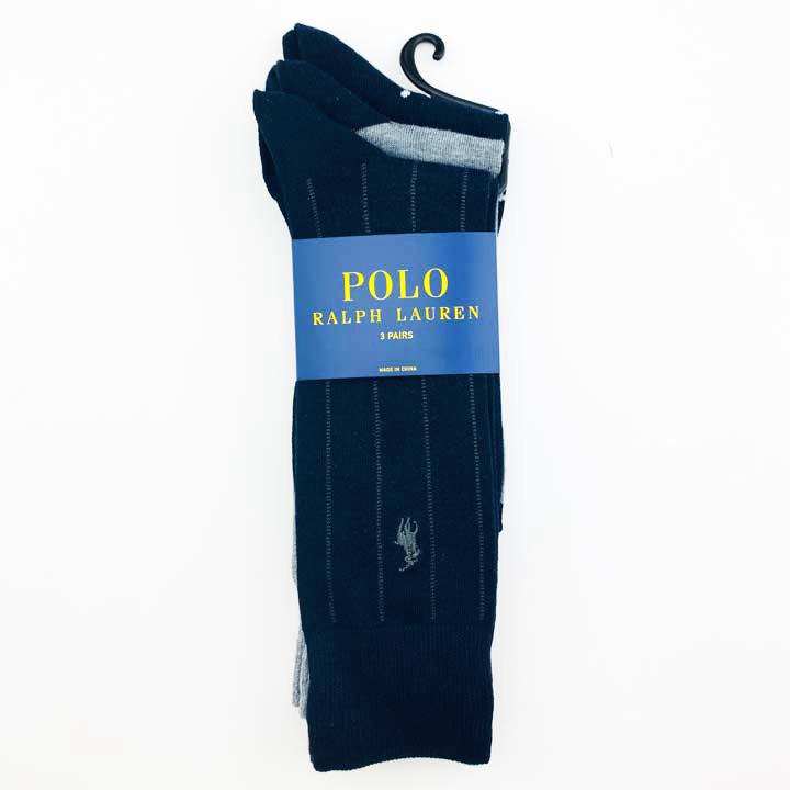 Vớ Polo Ralph Lauren Dress - Set 3 đôi, Stripe Dark Navy/ Grey/ Dot Dark Navy